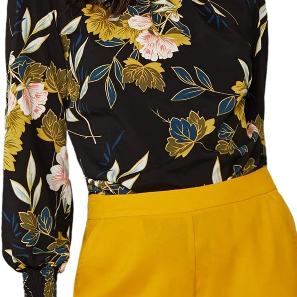 Floral Black and Yellow Blouse